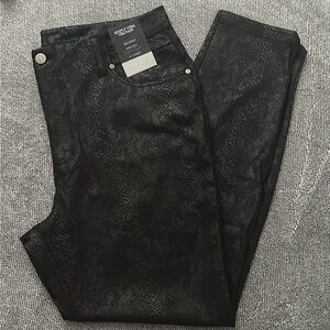 NWT Simply Vera Vera Wang Skinny High Rise XL Polished Twill Pant Black Python
